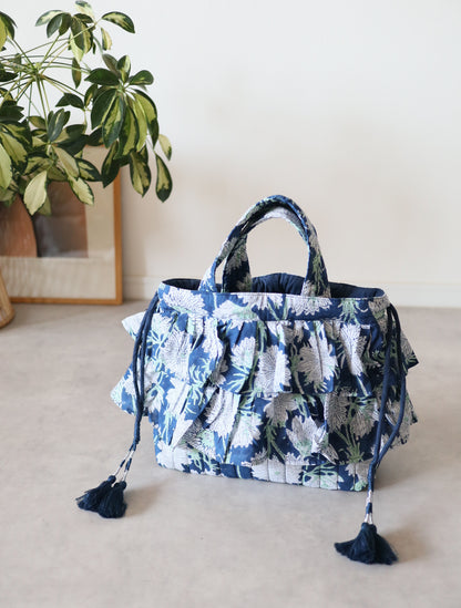 《即納》軽やかフリルの2wayキルトbag【navy】