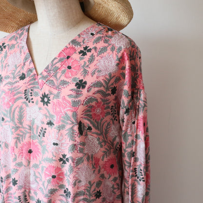 block print dress【pink】