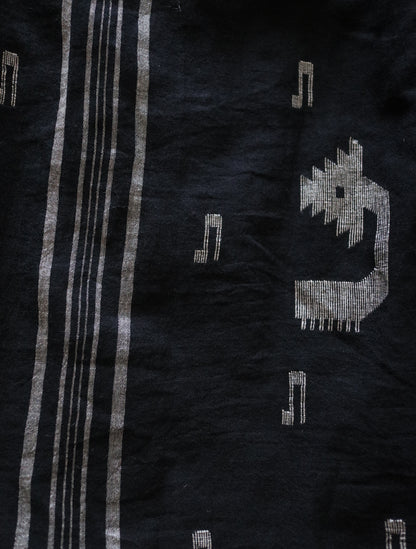 手織りジャムダニ綿の風纏うボリュームスカート【black】