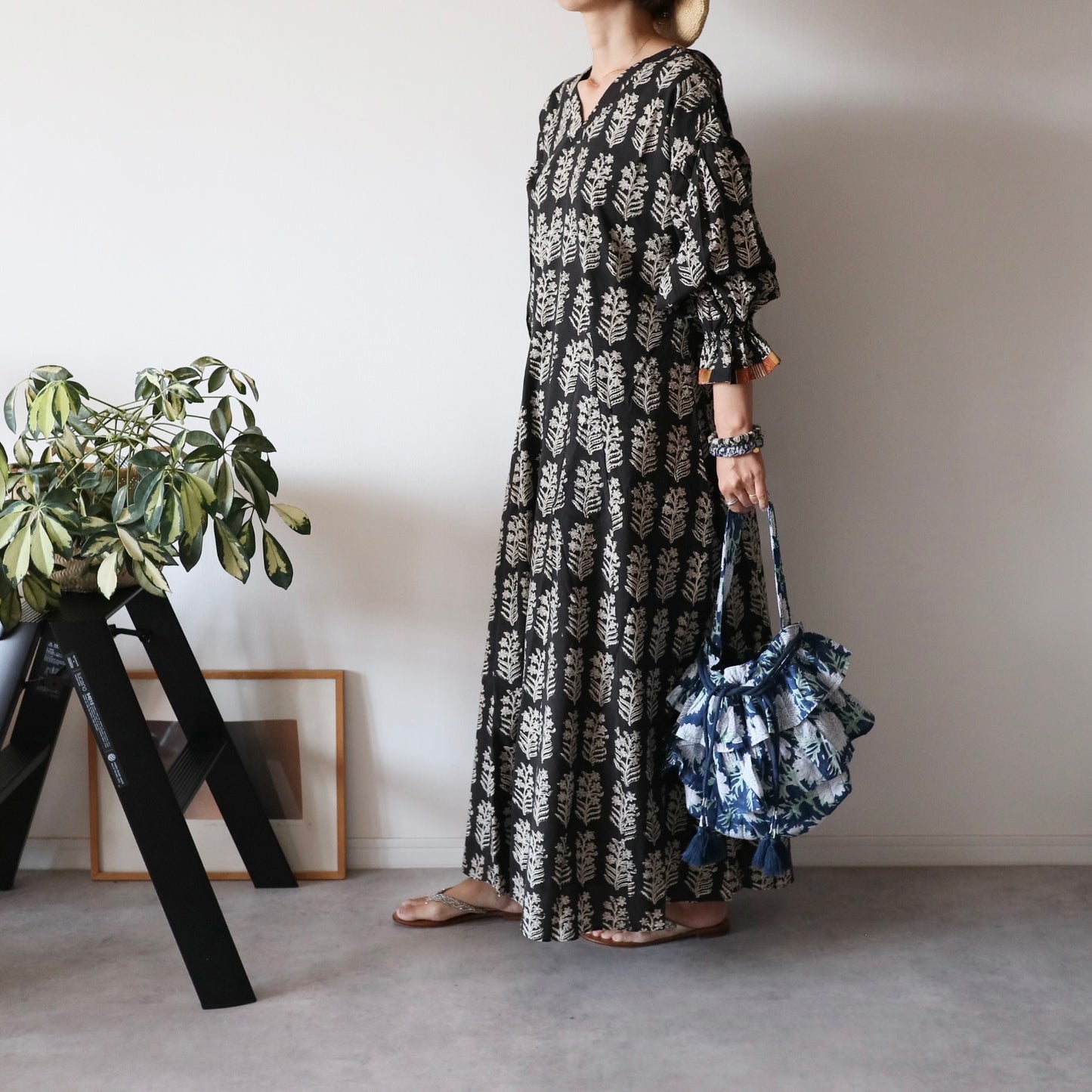 《即納》軽やかフリルの2wayキルトbag【navy】