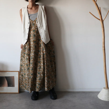 《受注》裾ゆれフレアキャミワンピース【mustard brown】