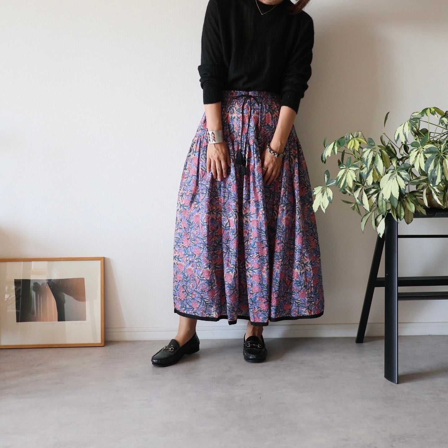 しなやかボリュームのティアードスカート -chai pink-