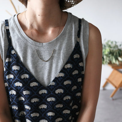 《即納》裾ゆれフレアキャミワンピース【deep navy】