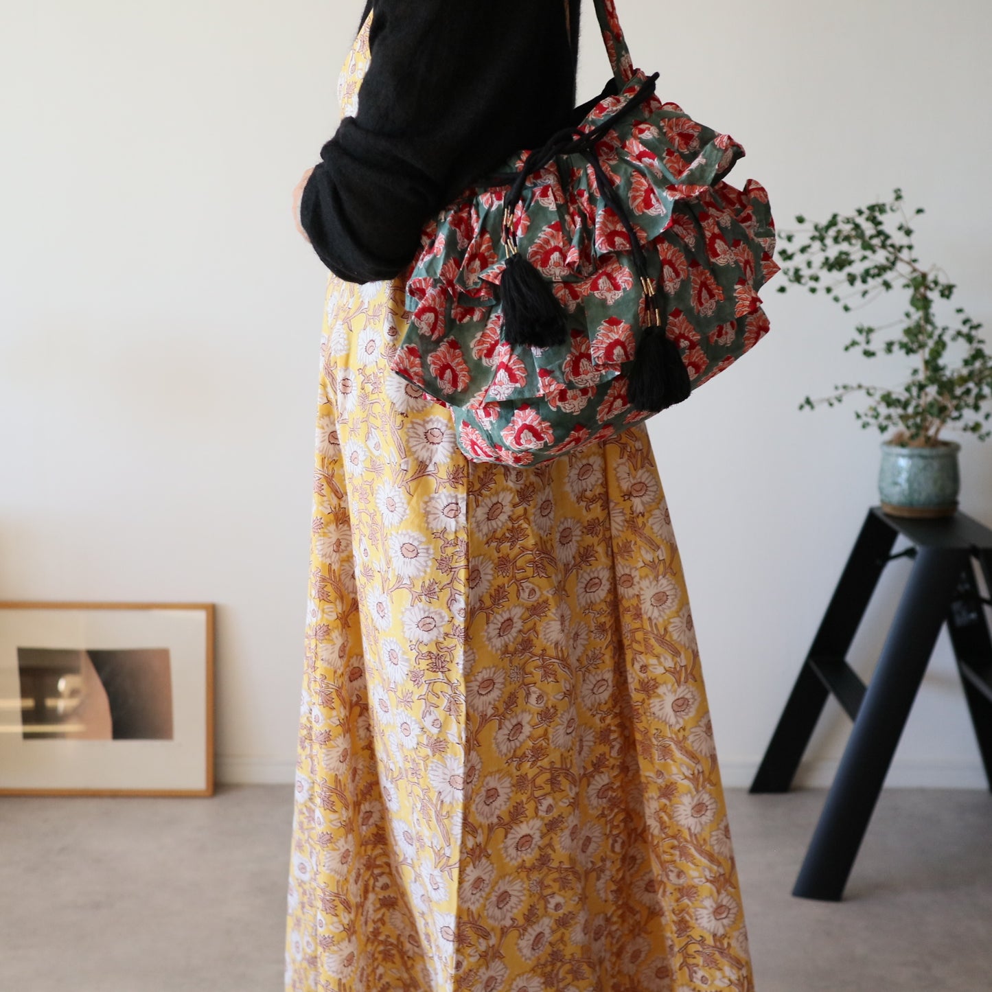 軽やかフリルの3wayキルトbag【green】