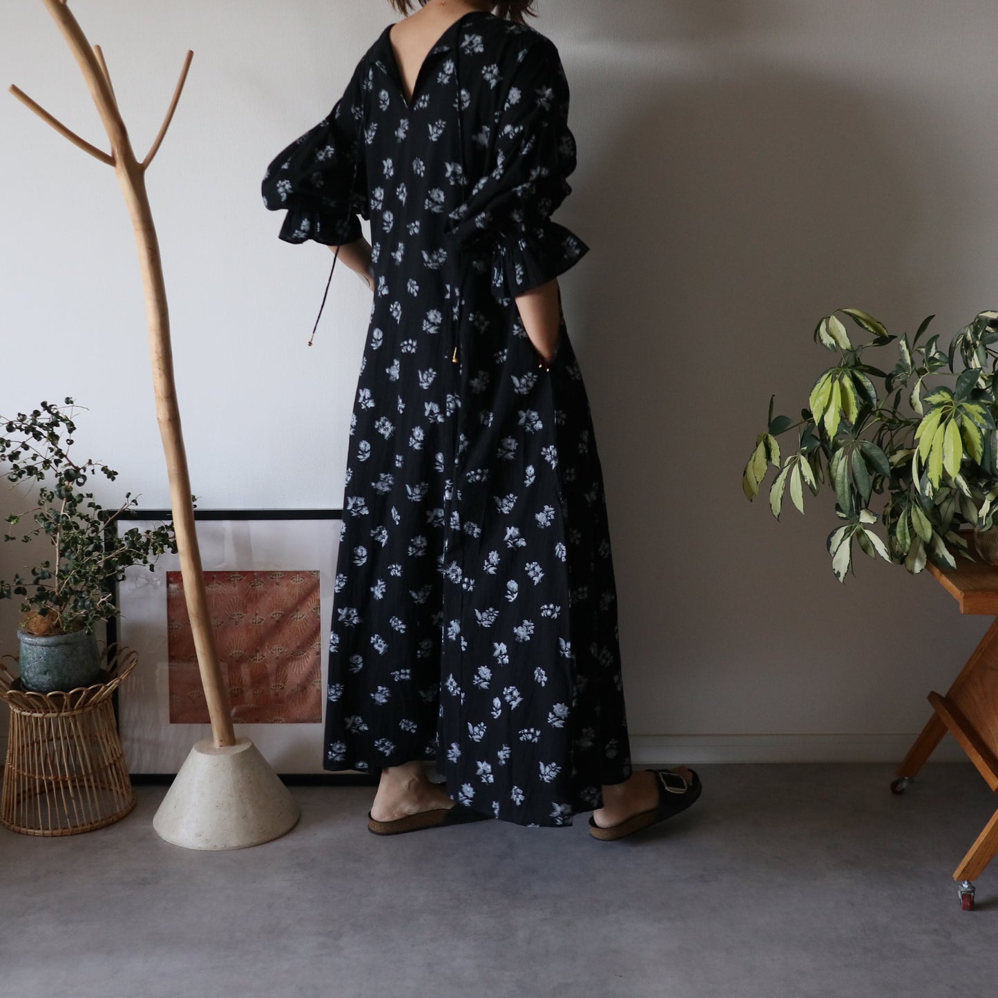 block print dress【black】