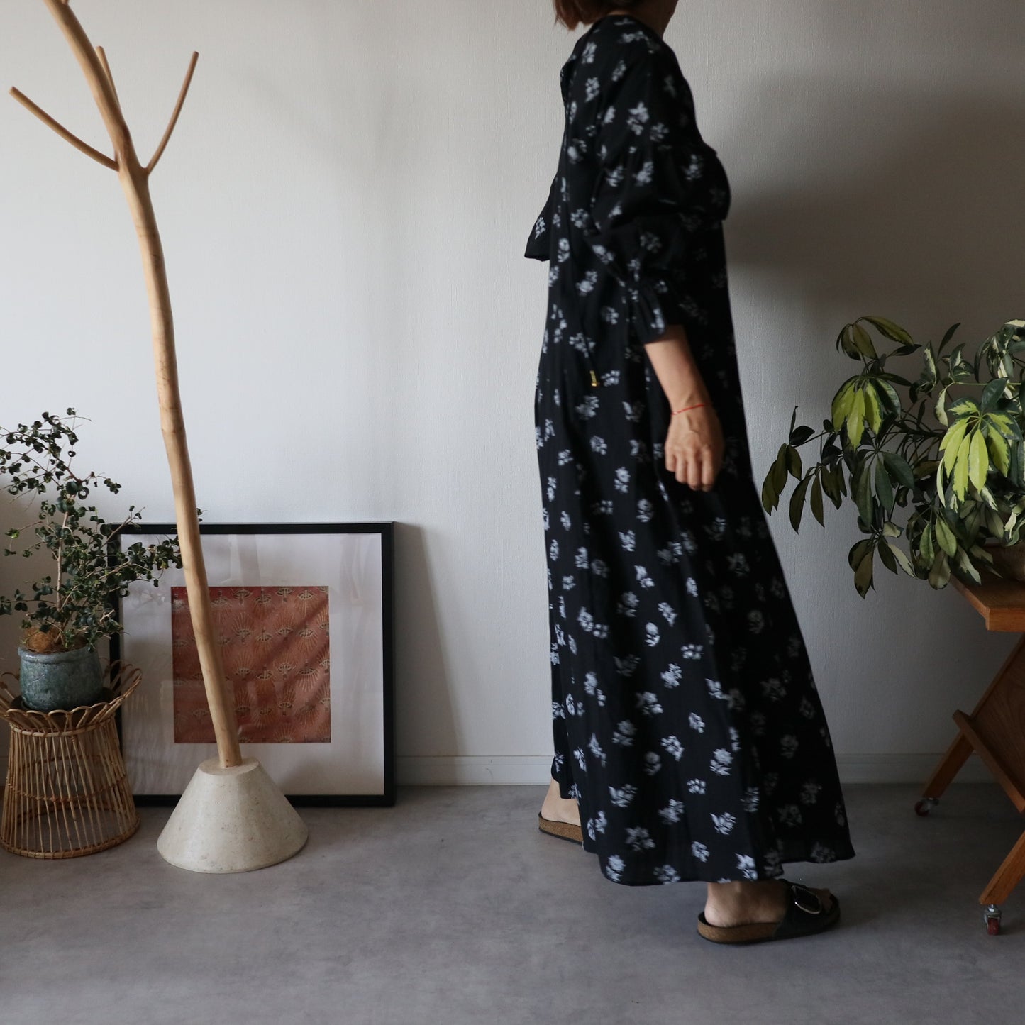 block print dress【black】