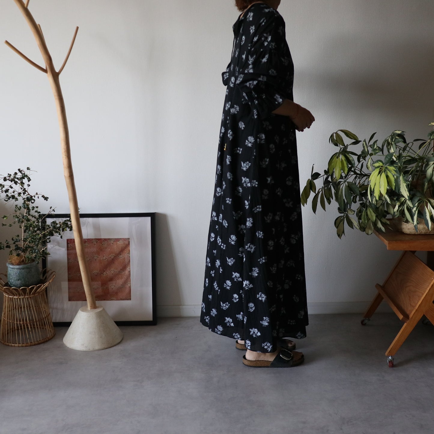 block print dress【black】