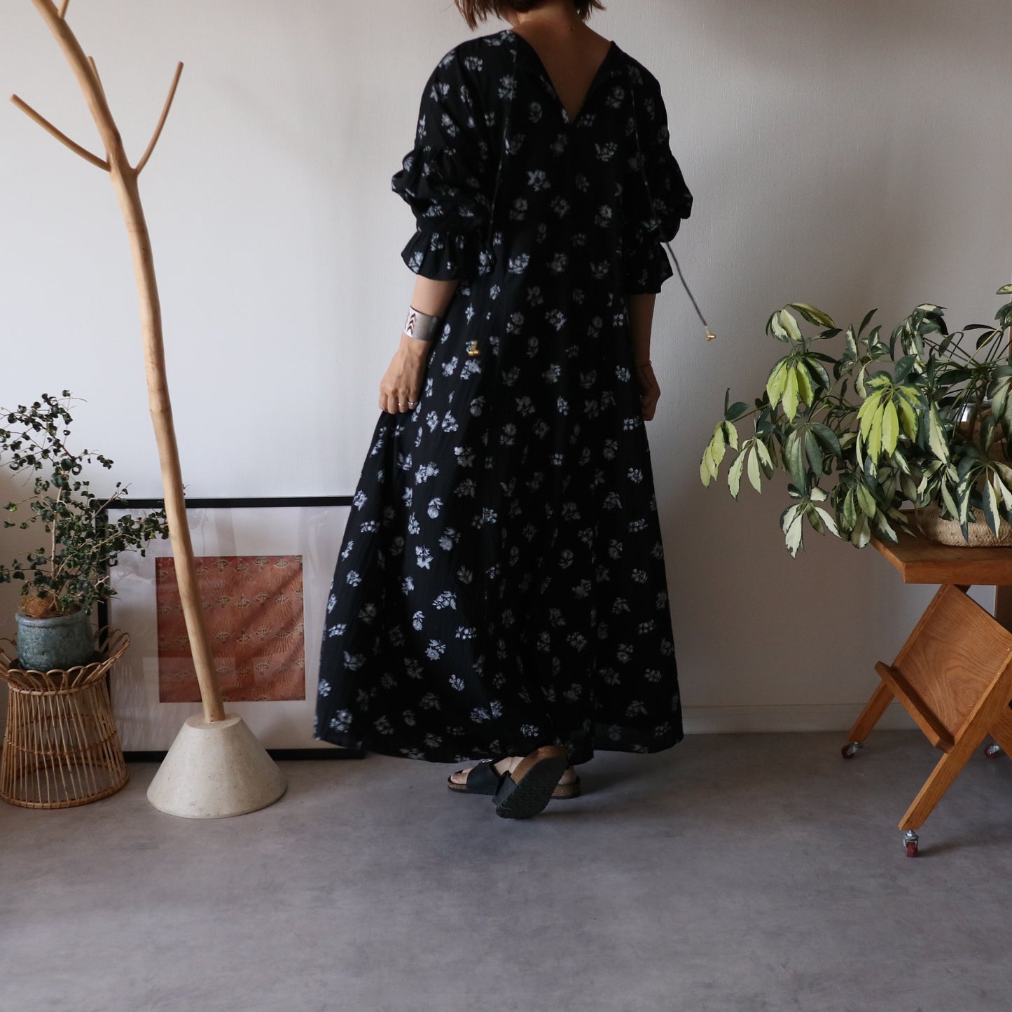 block print dress【black】