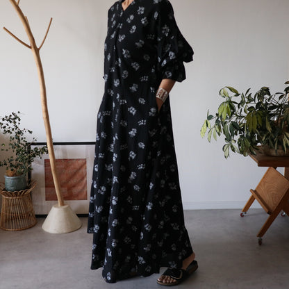 block print dress【black】