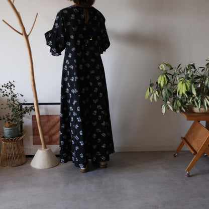 block print dress【black】