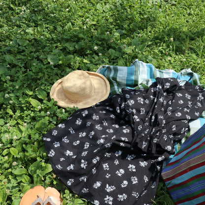 block print dress【black】